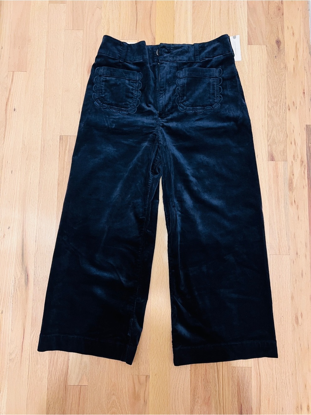 Maeve by Anthropologie the Collette Corduroy Wide-Leg Crop Pants in Deep Navy